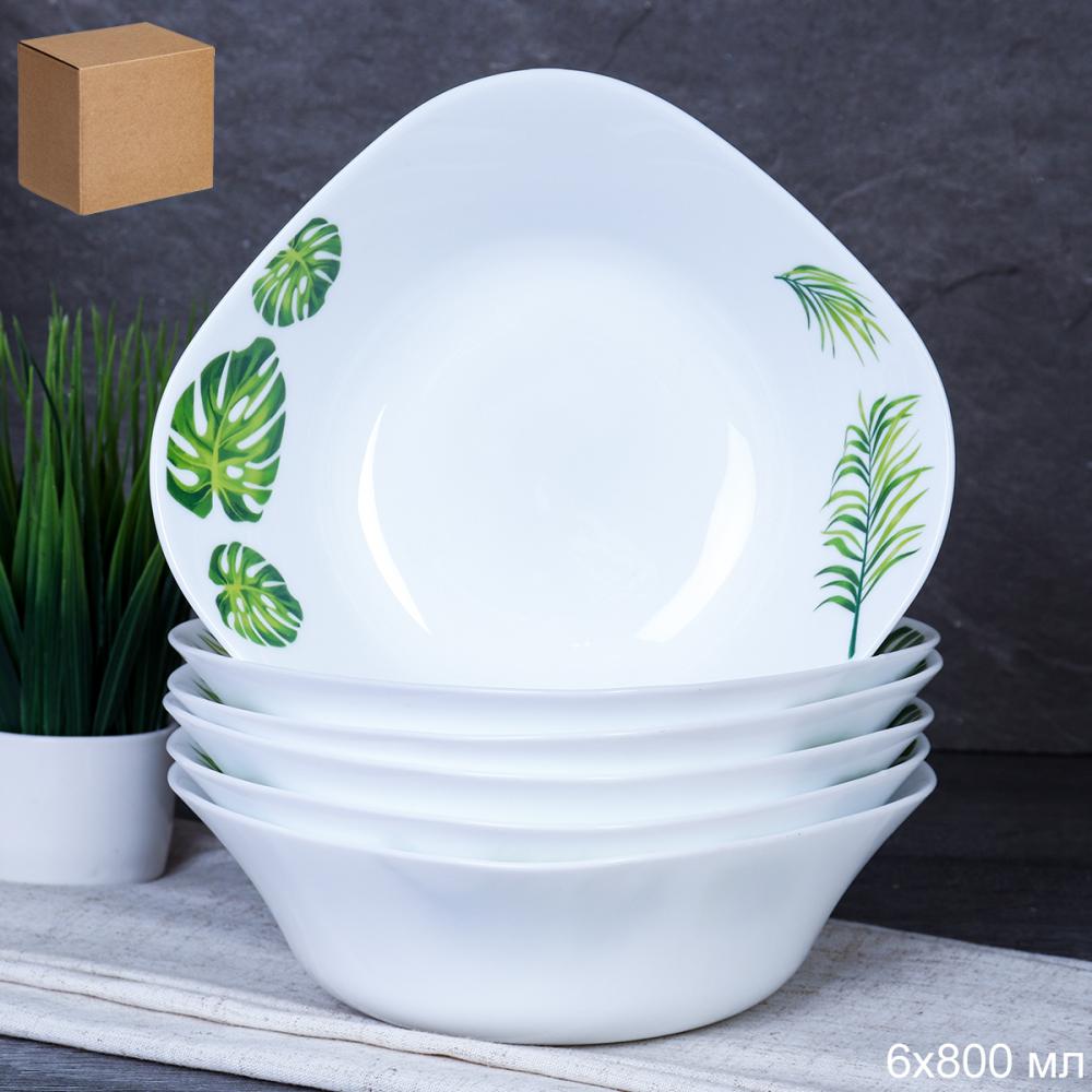 Набор суповых квадратных тарелок 6 штук 750 мл 170 мм / FSW-75 (7242) Монстера