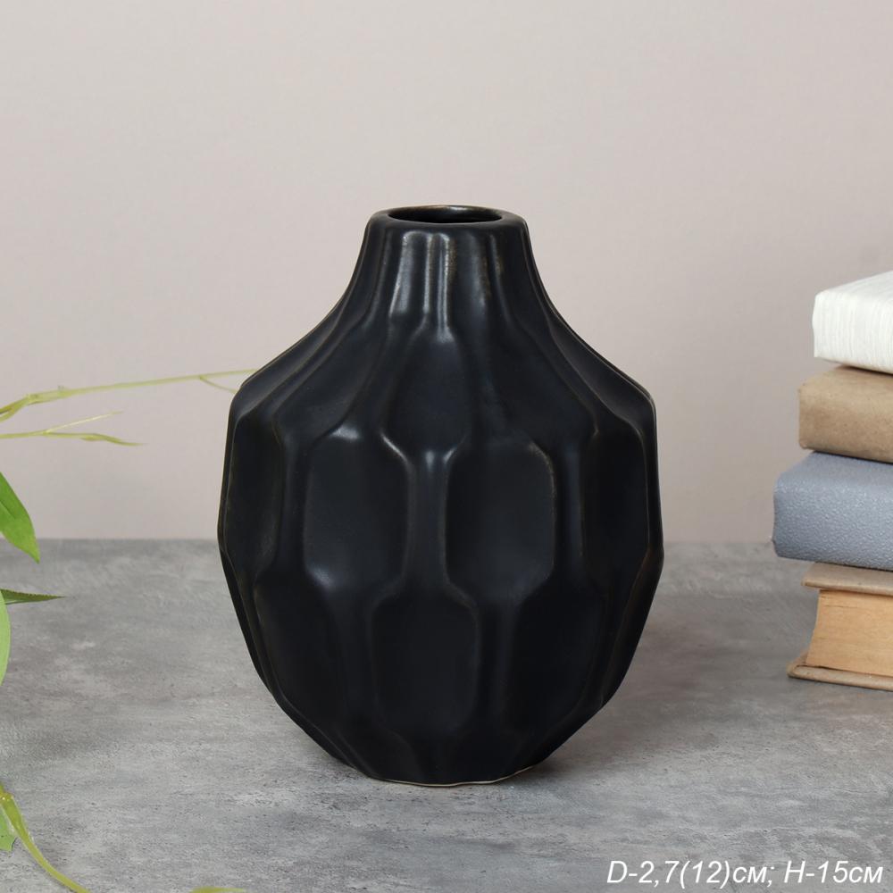 Ваза 15 см черная / WRF-146 /уп 38/