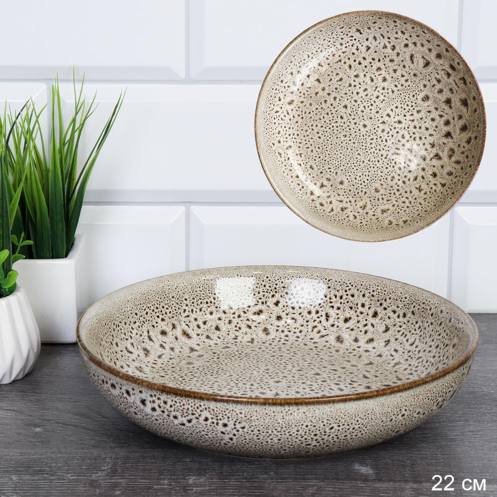 Тарелка глубокая суповая 22 см Нейро бежевый / RGY-100 /уп 14/ керамика