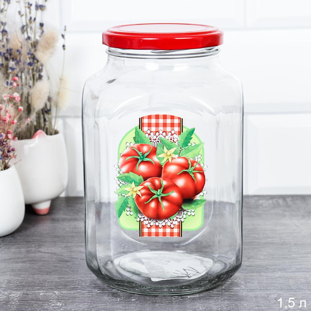 Банка с крышкой 1500 мл декор Томаты / 01214-24310 /уп 18/ ПРОМО АКЦИЯ
