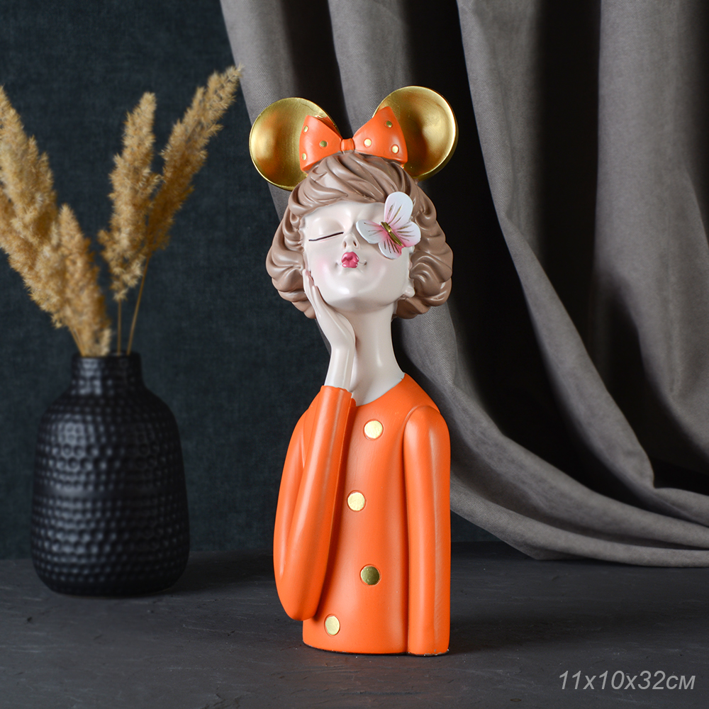 Статуэтка декоративная Девушка с бабочкой в оранжевом 32 см / SNA-12 /уп 12/