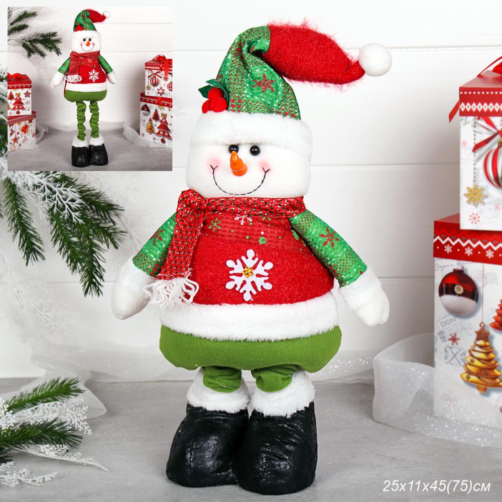 Новогоднее украшение Снеговик на телескопических ножках 40/70см / HS2022 /уп 36/