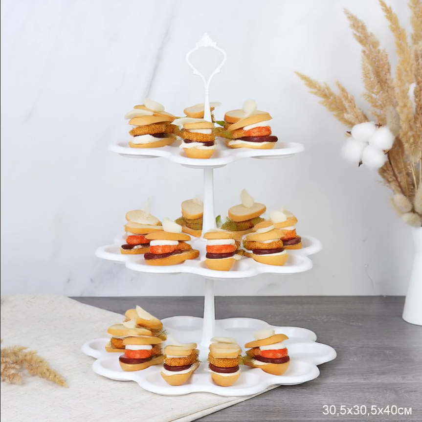 Ваза 3х ярусная для канапе 30,5х30,5х40 см / P3X /уп 36/