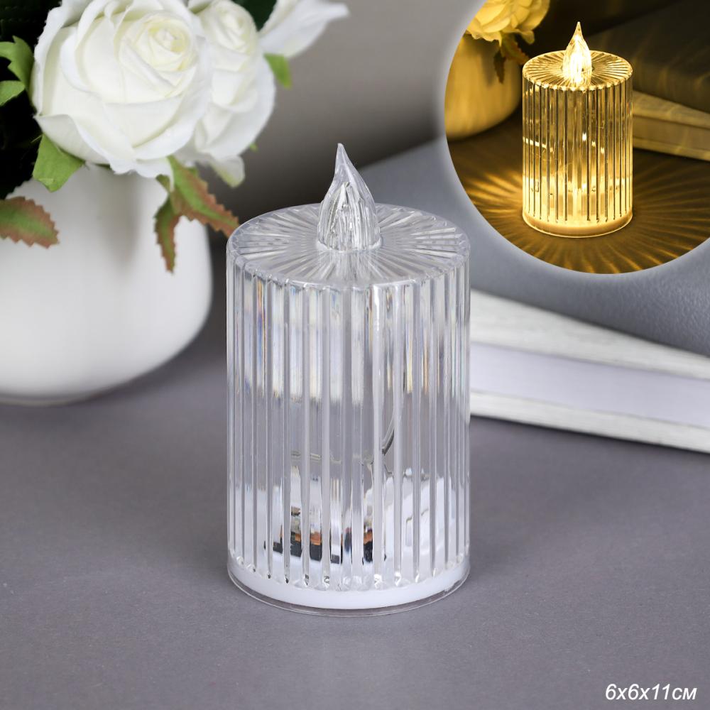 Свеча светодиодная 11х6 см / VFR-116 /уп 12/360/ прозрачная