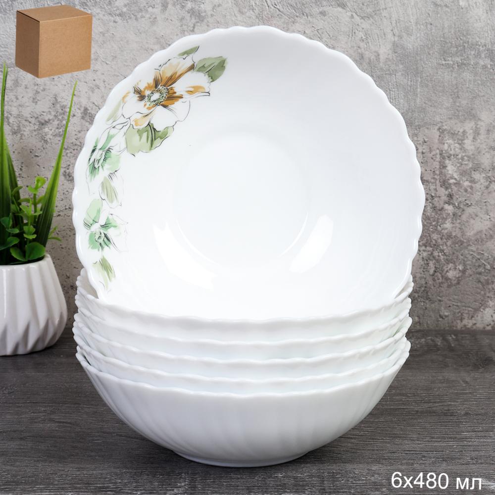 Набор суповых тарелок 480 мл 155 мм / TW-60 (7364) /уп 12/ Графические цветы/740176