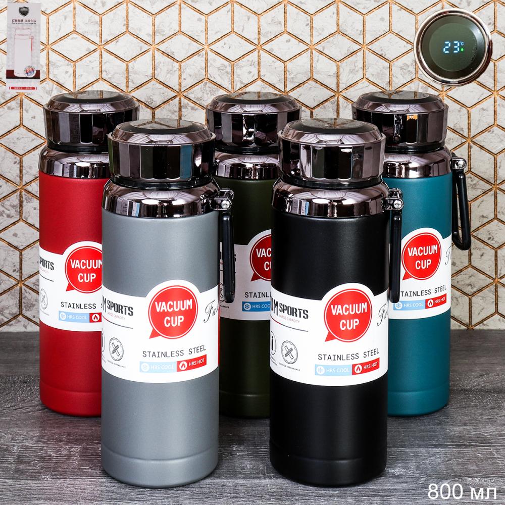 Термос 0,8 л с датчиком тепла / BFD-15 /уп 40/ металл