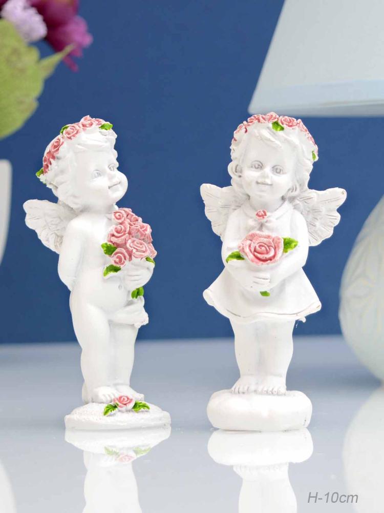 Фигурка Ангел с розами 10 см / L1845 /уп 4/480/мягкая упаковка