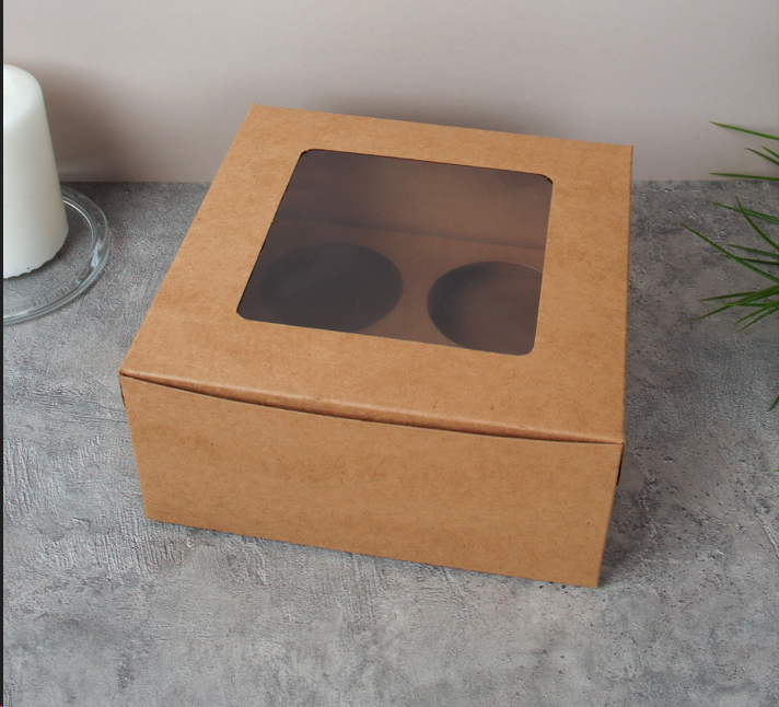 Коробка подарочная складная КРАФТ 16x16x9 см / QR1616 /уп 12/600/ 689433 Капкейк