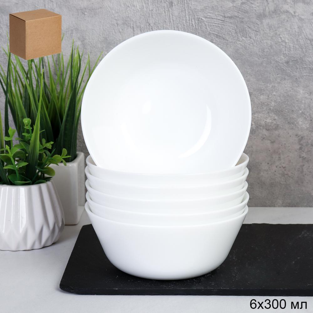Набор салатников 6 штук 300 мл Евро / EVR45 (white) /уп 18/