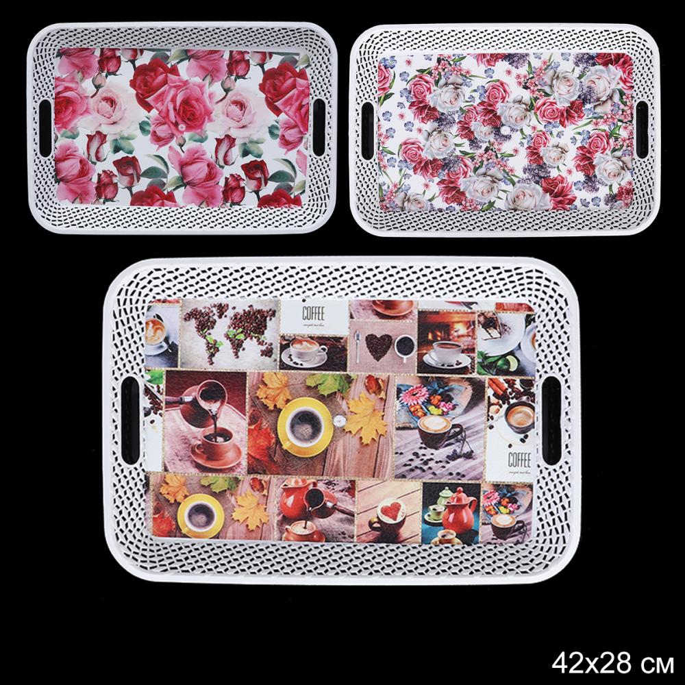 Поднос прямоугольный с ручками 42х28 см / 2057 /уп 60/