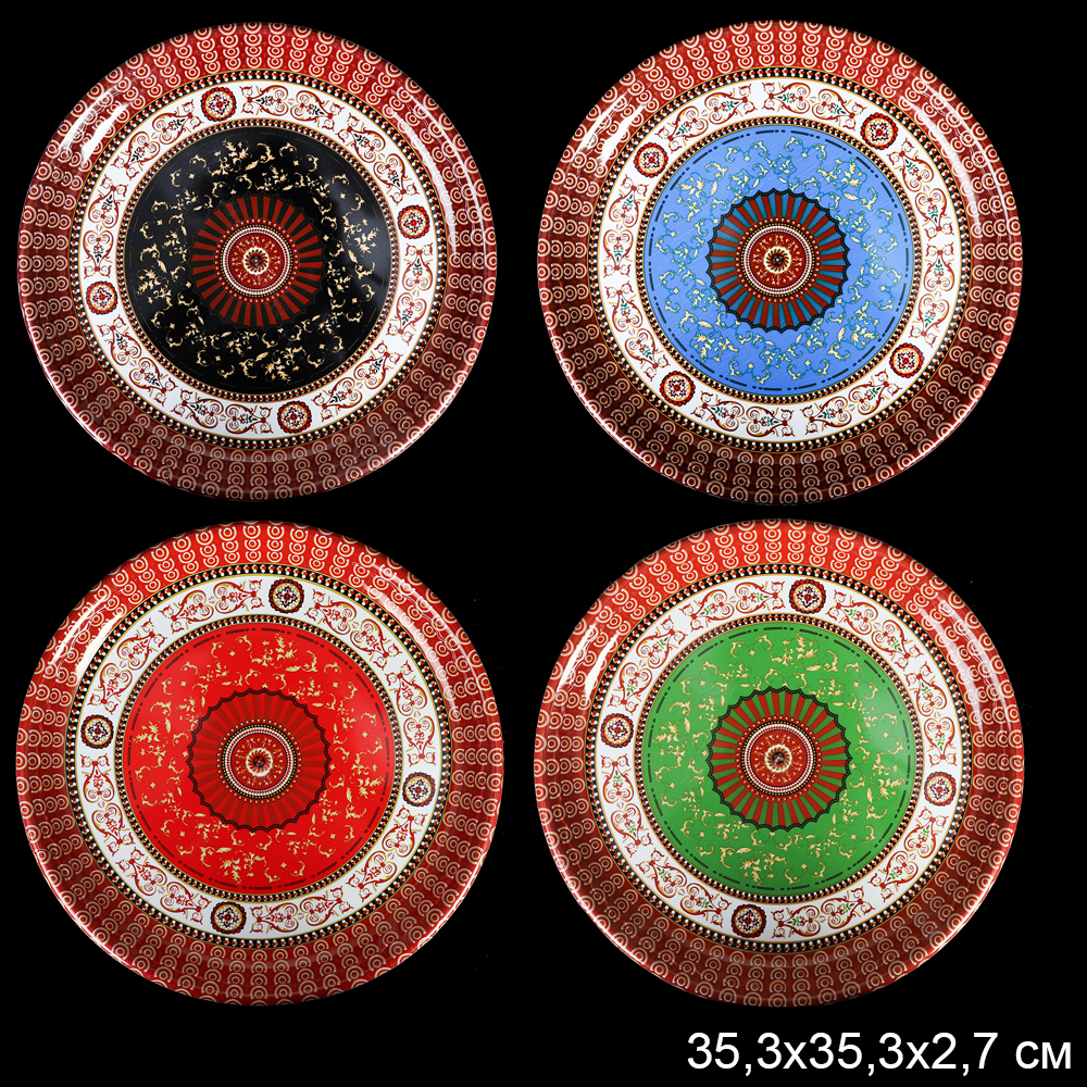 Поднос круглый 35 см / F-71-D /уп 80/ восточный