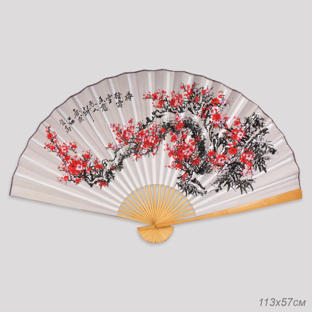 Веер 90 см бамбуковая основа Серый с Сакурой / 622-13 /уп 52/742907