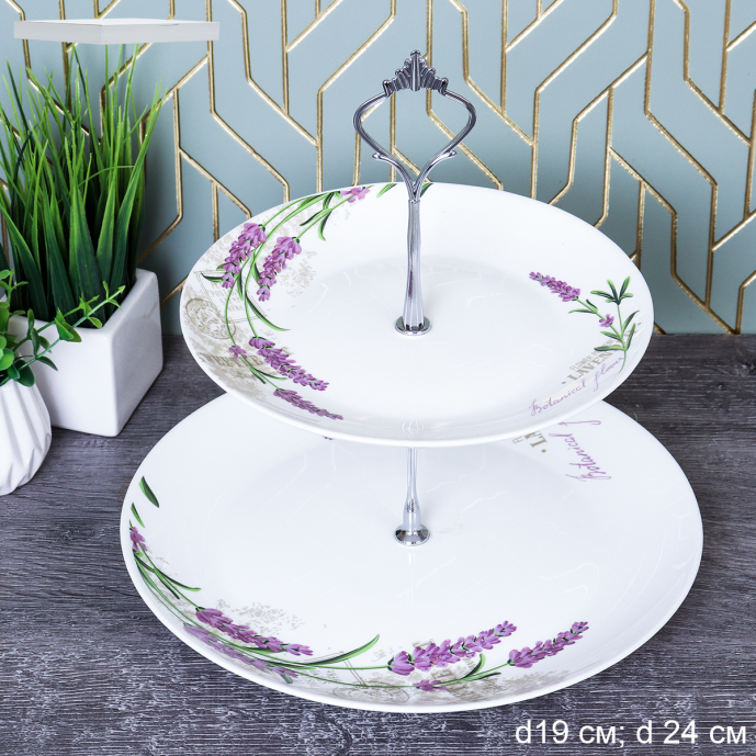 Ваза для канапе 2-х ярусная Евро / WG-2/LYGP75/P95 (18142) /уп 12/ Лаванда 730155