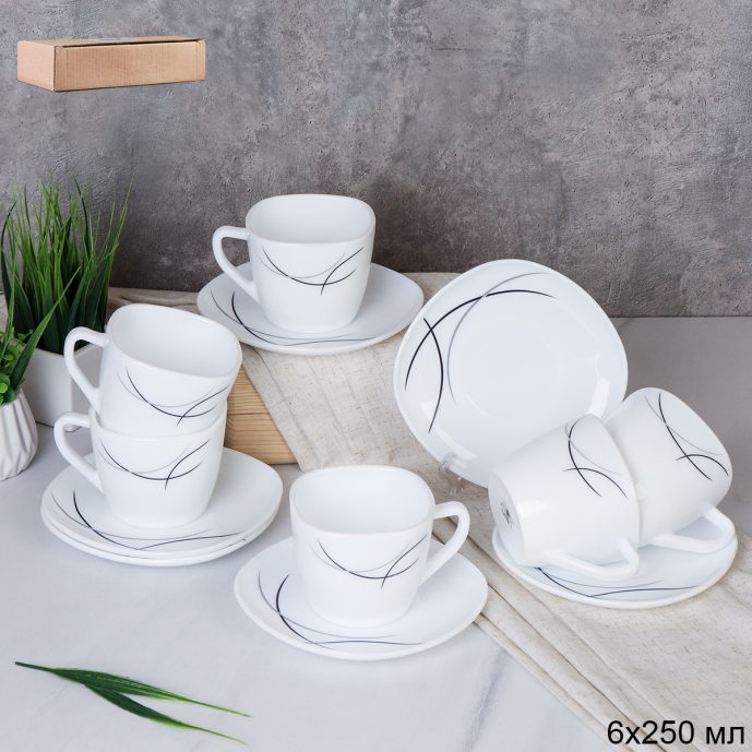 Блюдце квадратная форма / GRAY-FXB220/12 (7267-2) / Полосы классика/ ШТУЧНО