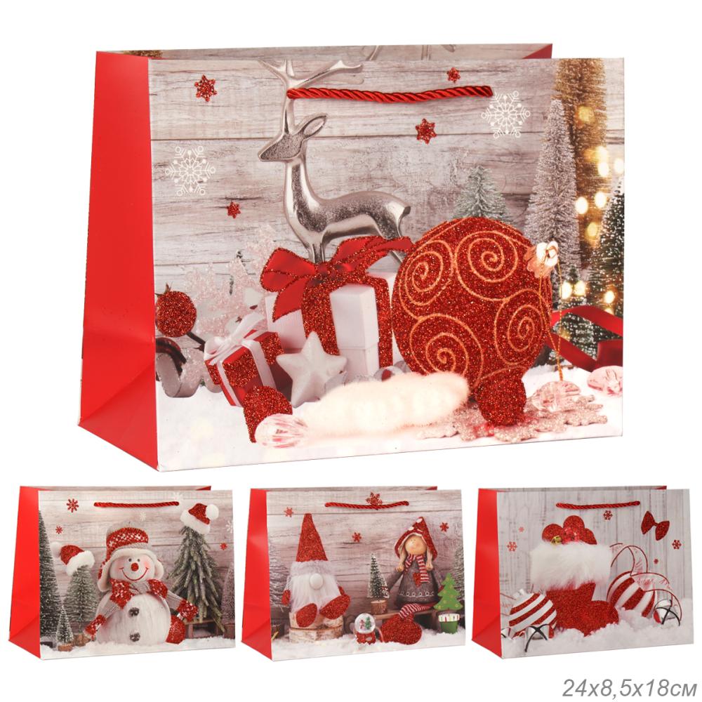 Пакет подарочный 18х24х8,5 / 110-1S /уп 12/720/Новый год