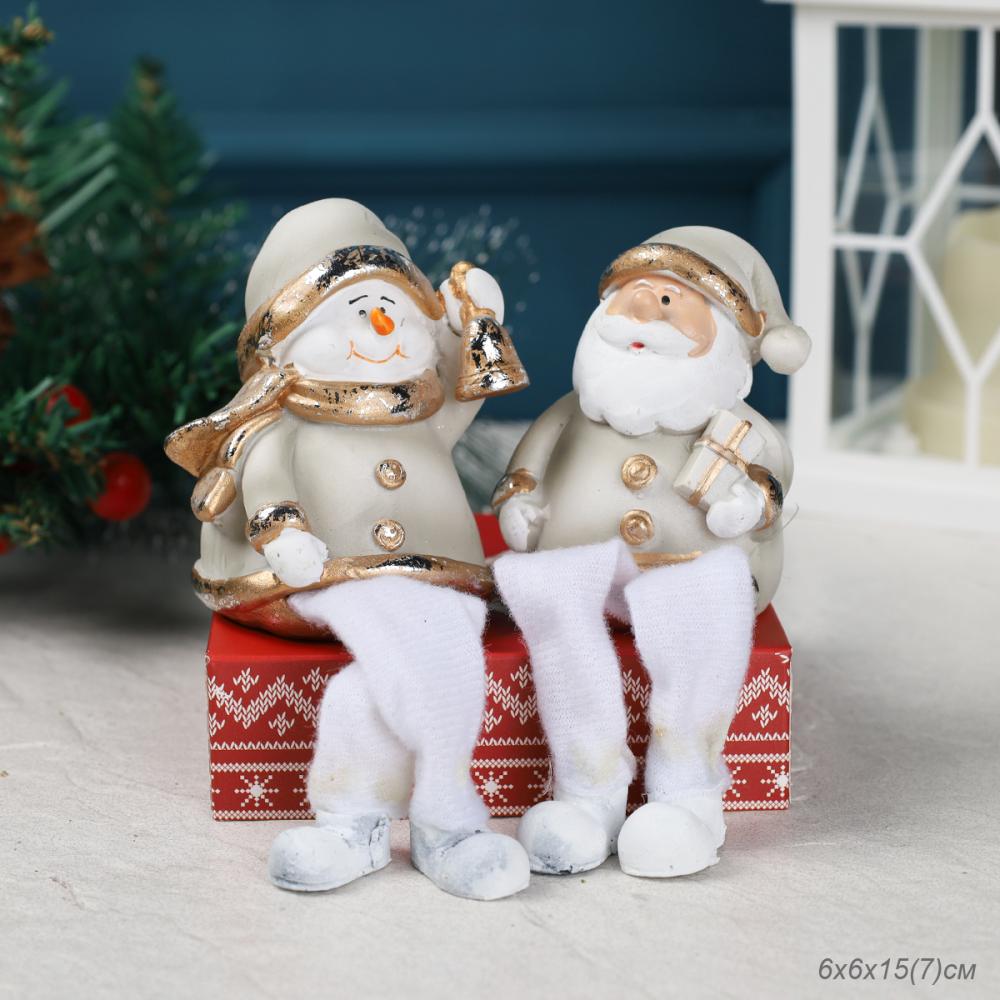 Фигурка висячие ножки Снеговик/Дед Мороз 7 см / S200 /уп 120/Новый год