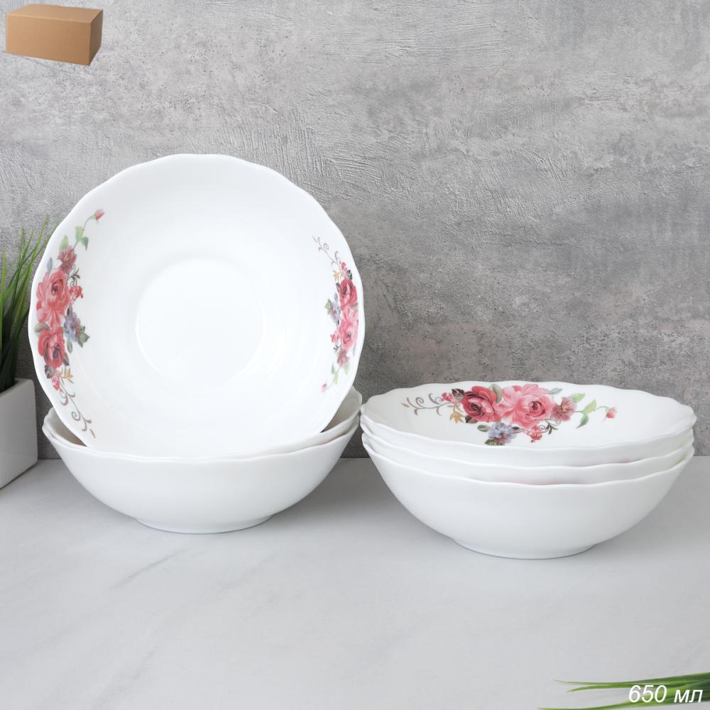 Набор суповых тарелок 6 штук 650 мл 175 мм / HW70 (2024) /уп 8/ Розовая композиция/735509