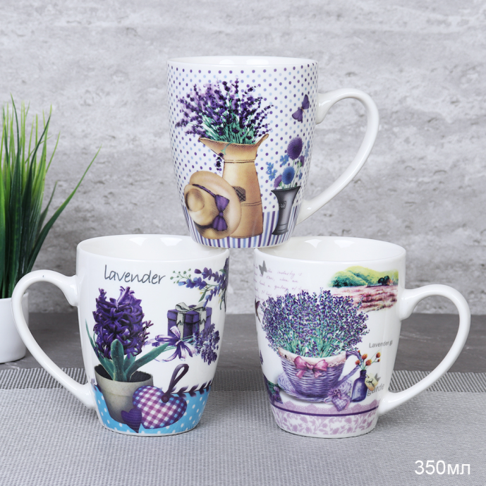 Кружка 350 мл Прованс Лаванда / 4809-14 / уп 72/ Цветы / микс/ 2 СОРТ