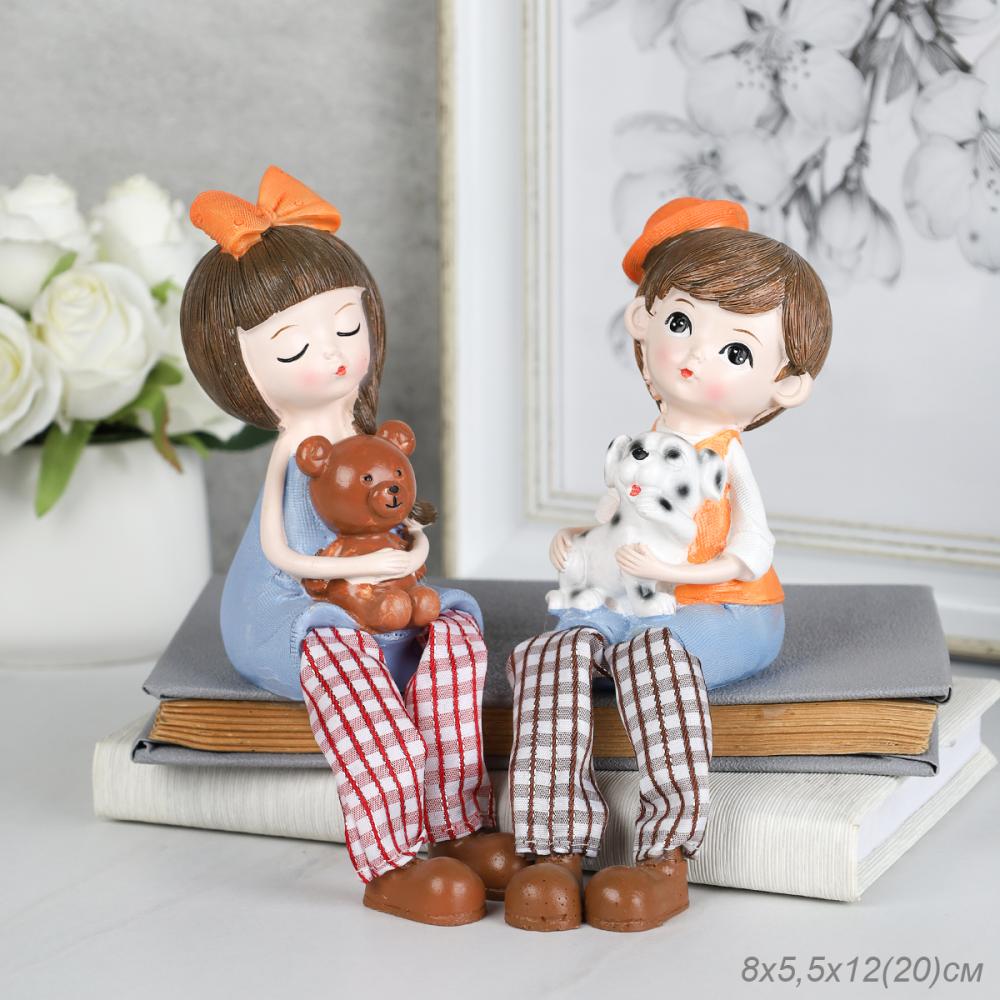 Фигурка Мальчик/Девочка висячие ножки 2 штуки набор 20 см / 9936 /уп 60/
