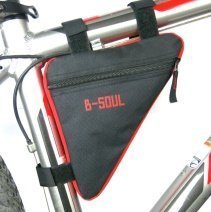 Сумка велосипедная подрамная BICYCLE SOUL, с боковой молнией, крепление velcro, чёрно-красная, 20х18
