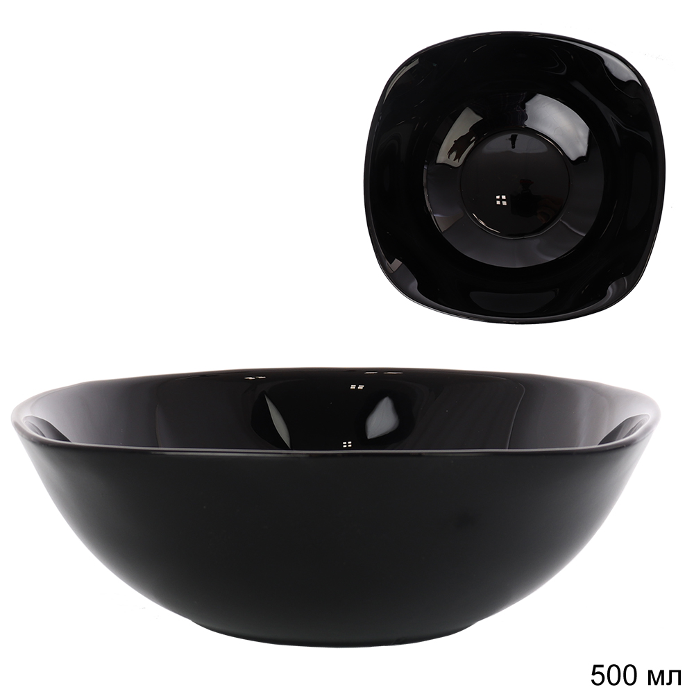 Салатник квадратный 500 мл Черный тарелка глубокая  BNFW65 (Black) /уп 72/