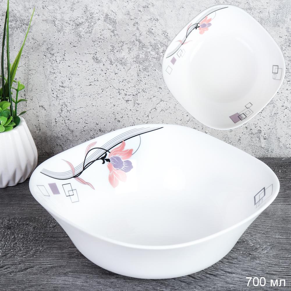 Салатник 700 мл квадратный / GRAY Sq13/7595 L (6834) / Абстракция геометрия/ ШТУЧНО