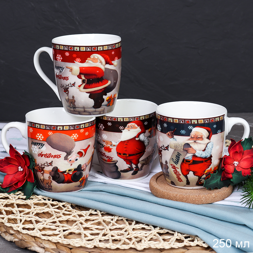 Кружка новогодняя 250 мл / X1188-6 /уп 12/96/ УЦЕНКА