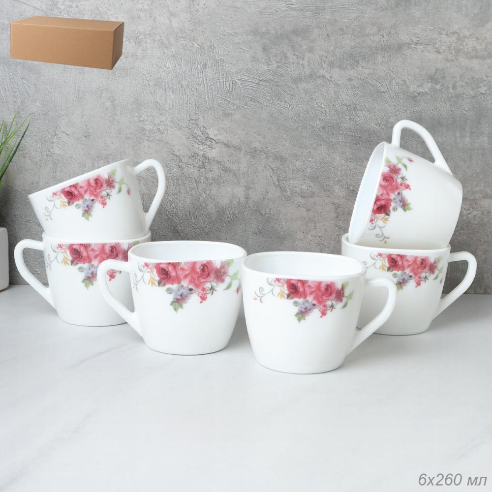 Кружка 6 штук 220 мл квадратная / FCB220 (2024) /уп 8/ Розовая композиция/735607