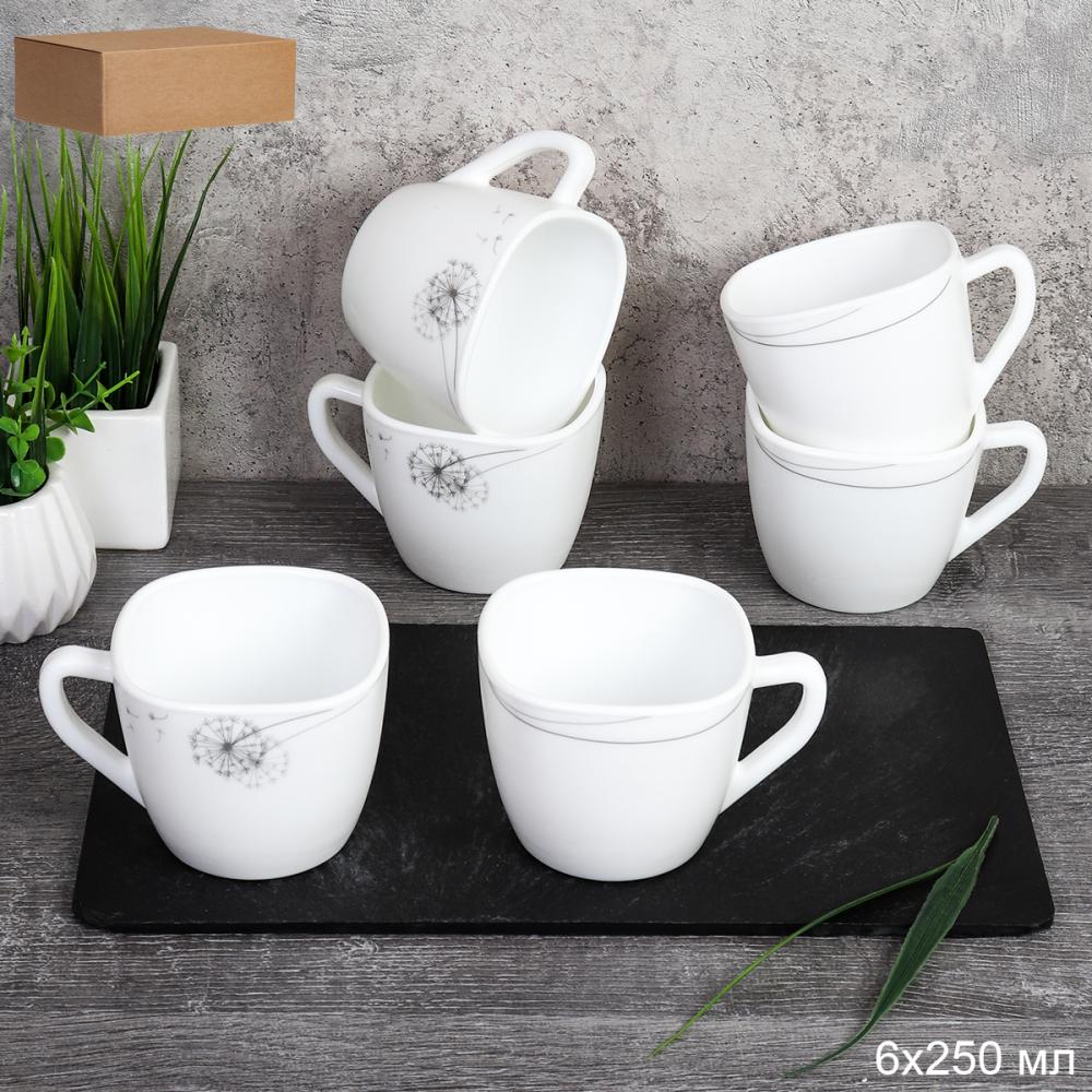 Кружка 6 штук 220 мл квадратная / FCB220 (2028) /уп 8/ Одуванчик 735612
