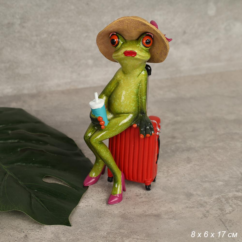 Фигурка Лягушка на чемодане в шляпе 17 см / YX39054 /уп 24/