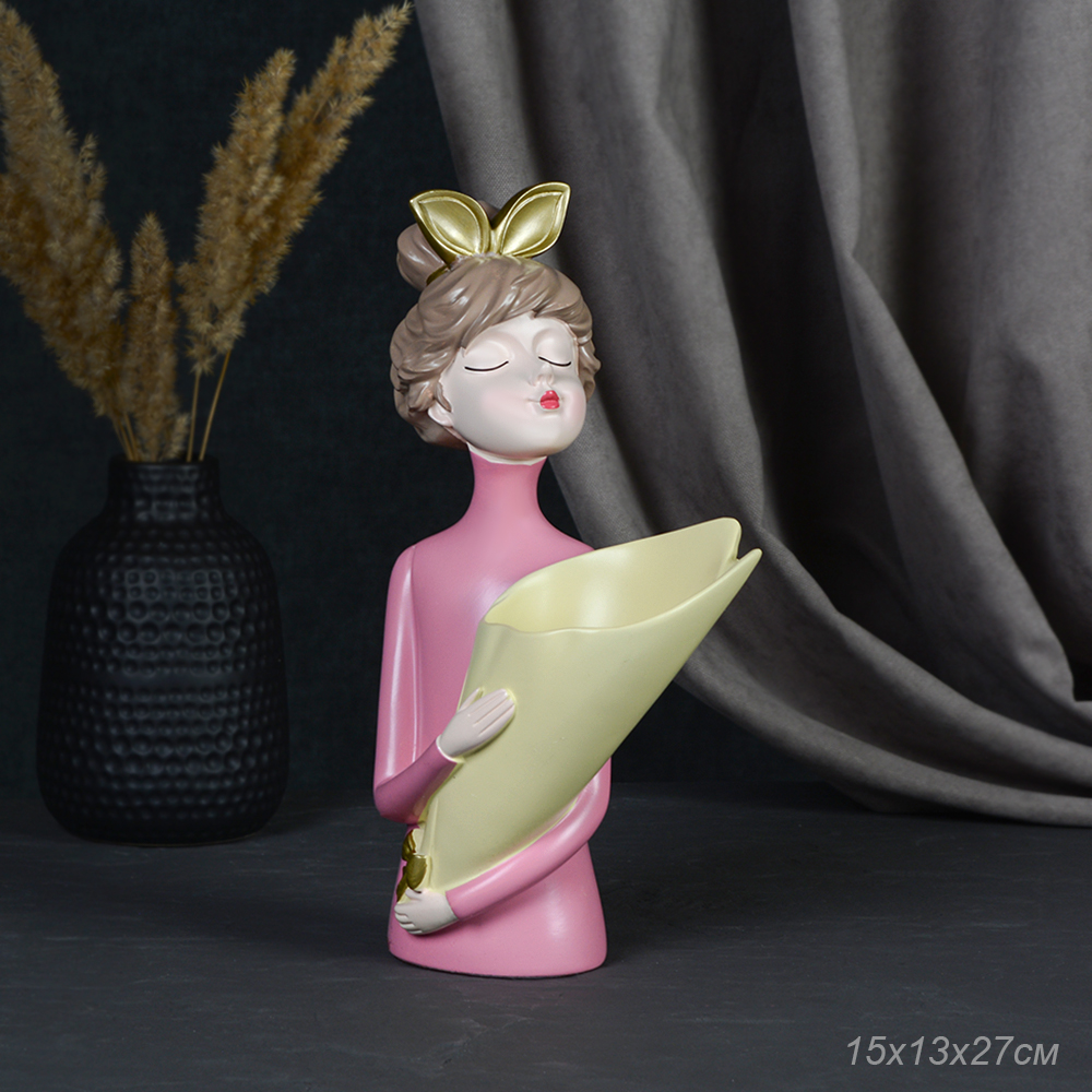 Статуэтка-ваза Девушка в розовом 27 см / HGF-72 /уп 12/