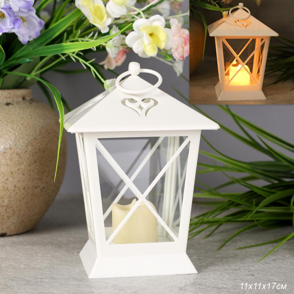 Светильник фонарь настольный Новогодний 17 см новогодний / YR03-11/уп 6/72/белый от батареек