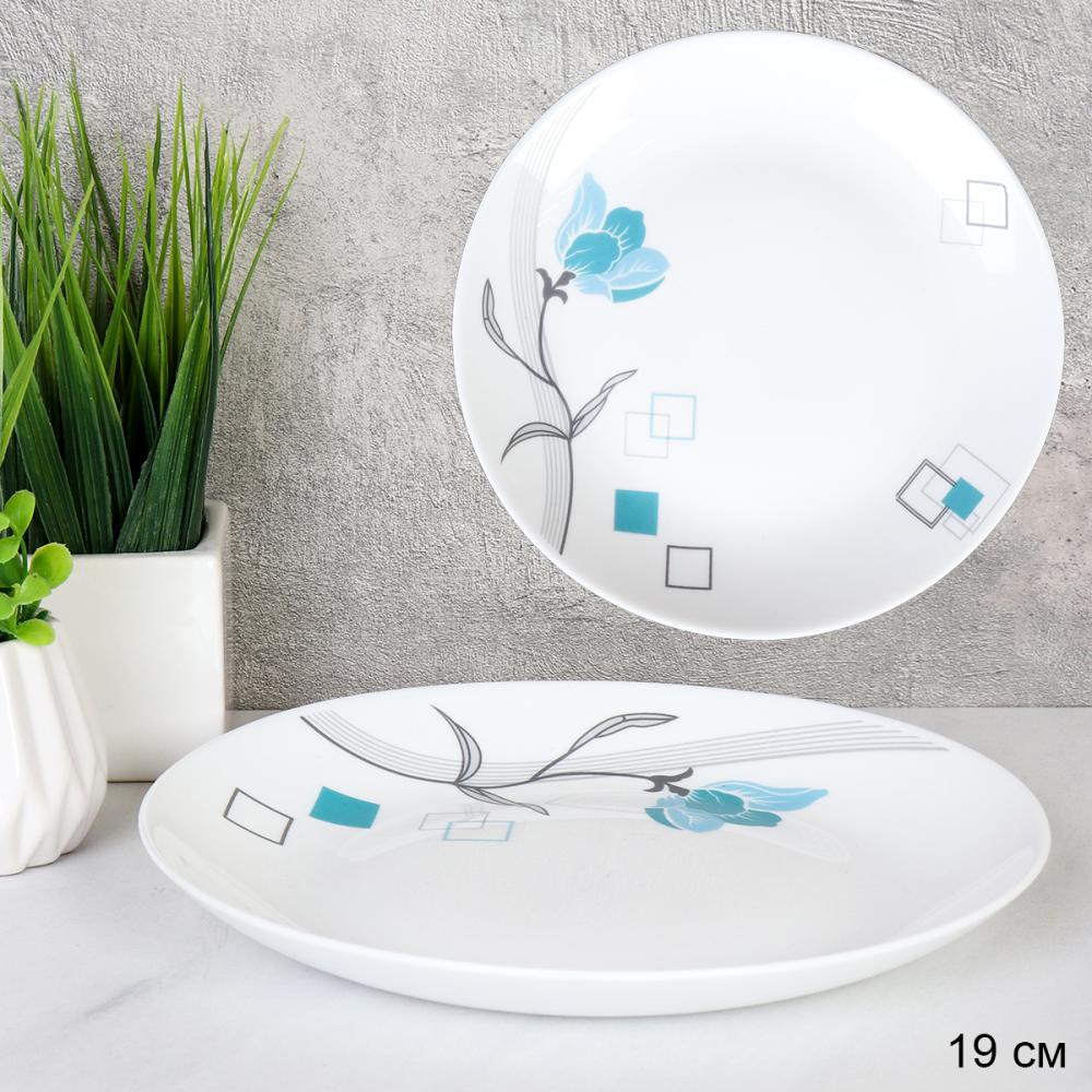 Тарелка 190 мм Евро / 30/LGW-60 (6834-2) /уп 72/ Бирюза квадраты