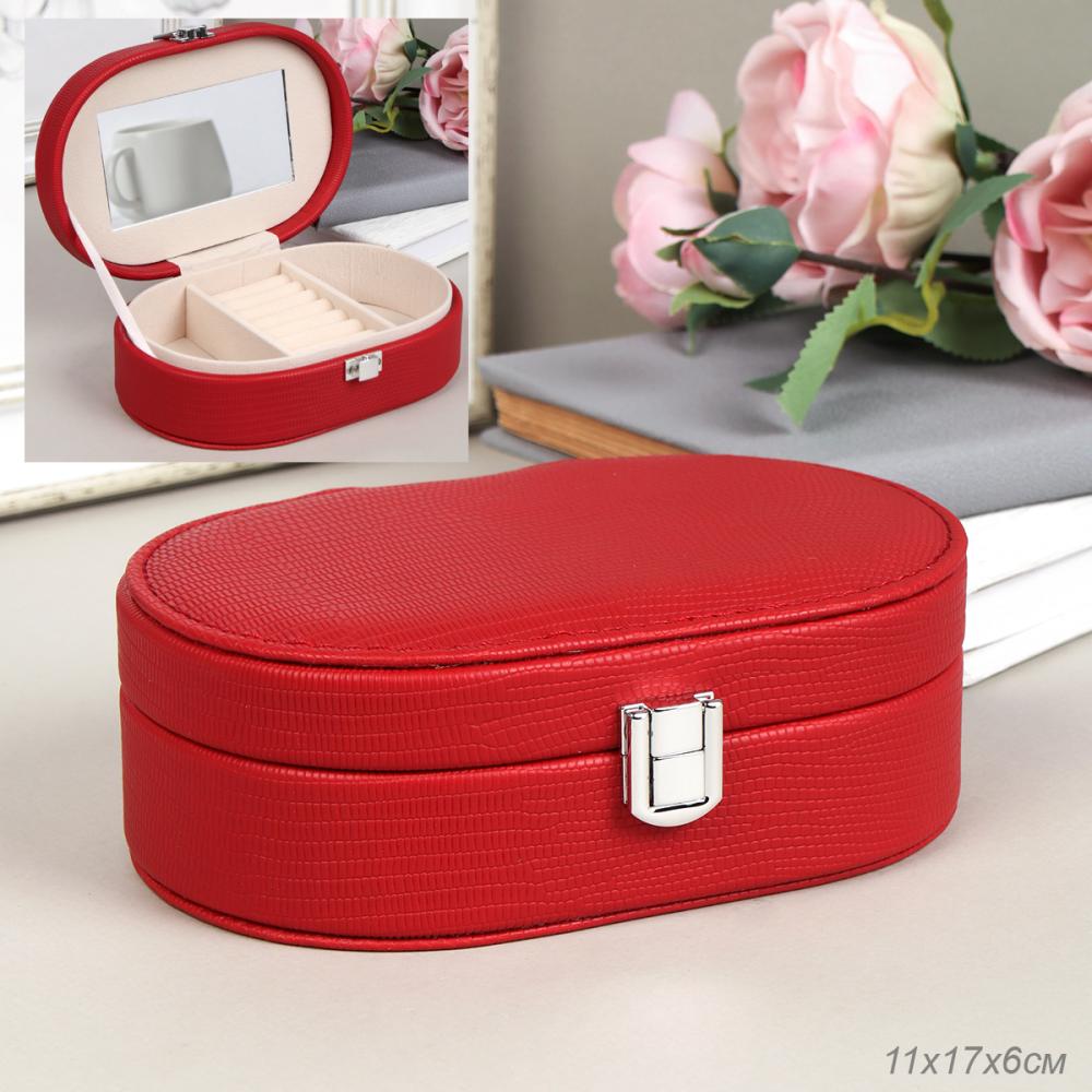 Шкатулка для украшений 11х17х6 см / 159-1 /уп 96/ Красная/ 738372