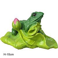 Фигура Лягушка с цветком на листе малая  H-10см / ФП030