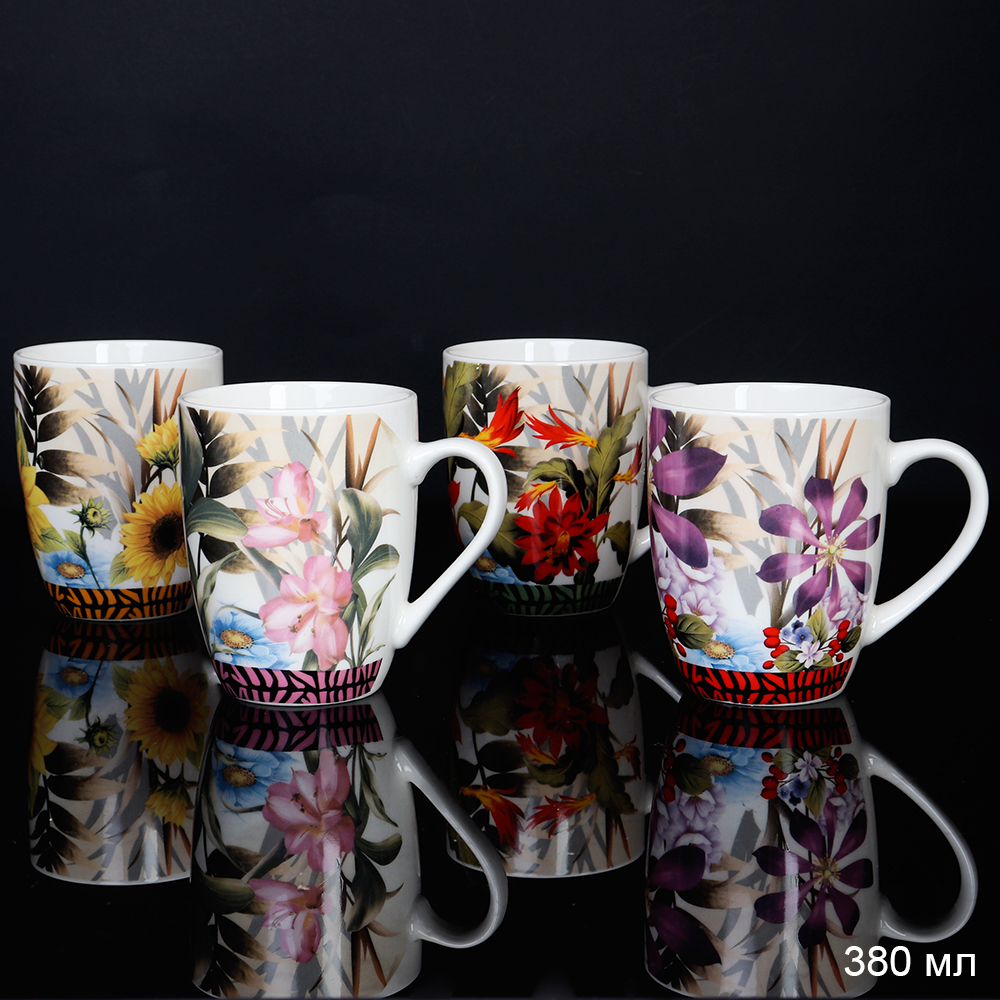 Кружка 380 мл Цветы / GD12 /уп 72/