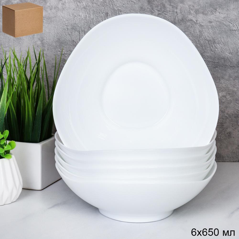 Набор суповых тарелок 6 штук 650 мл Треугольная / LXXW70 (WHITE) /уп 8/ 737605