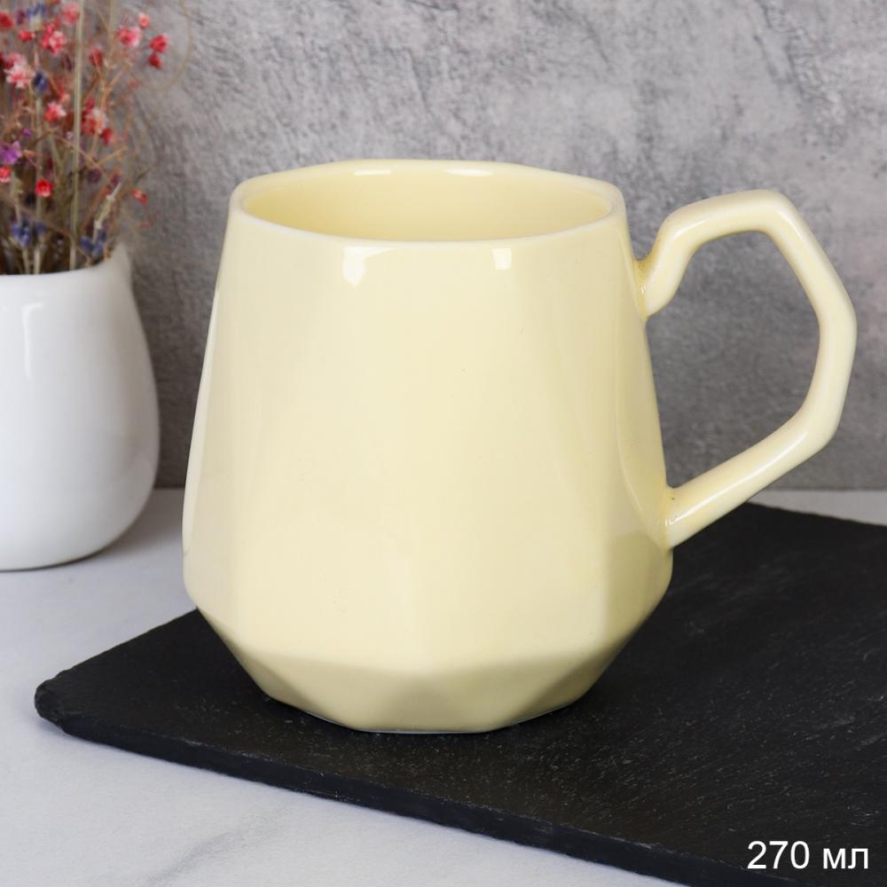 Кружка 270 мл с Гранями / VC-039 /уп 64/ Желтая