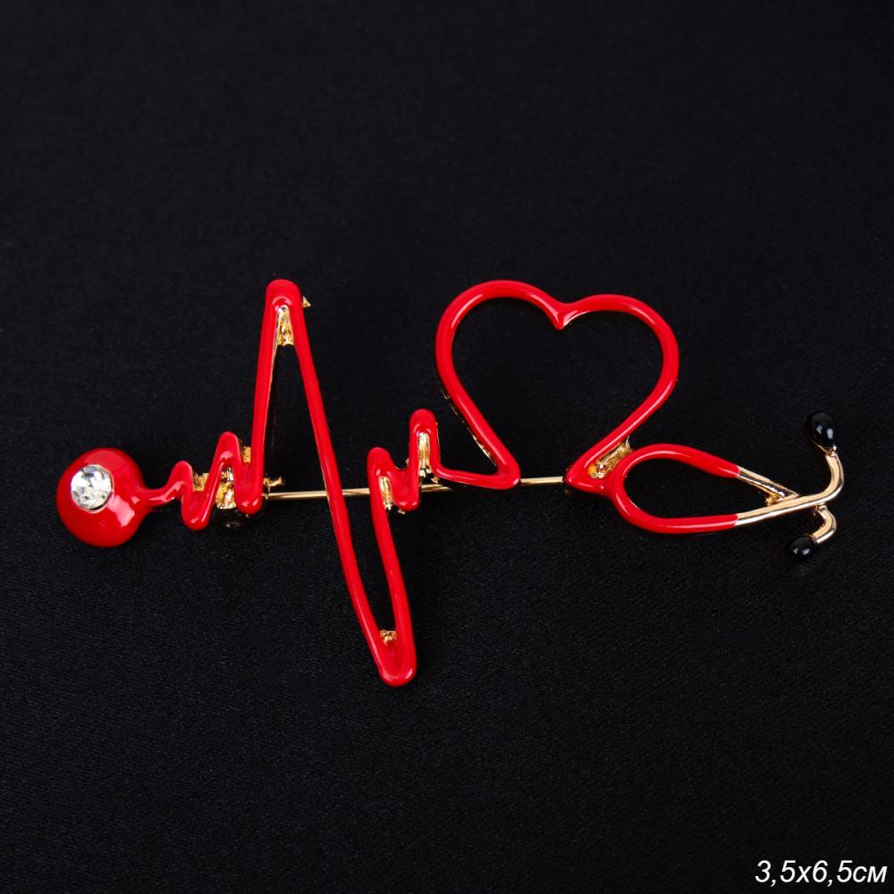 Брошь Кардиограмма 6,5 см / GM273-30/ 2097 /уп 36/ золото