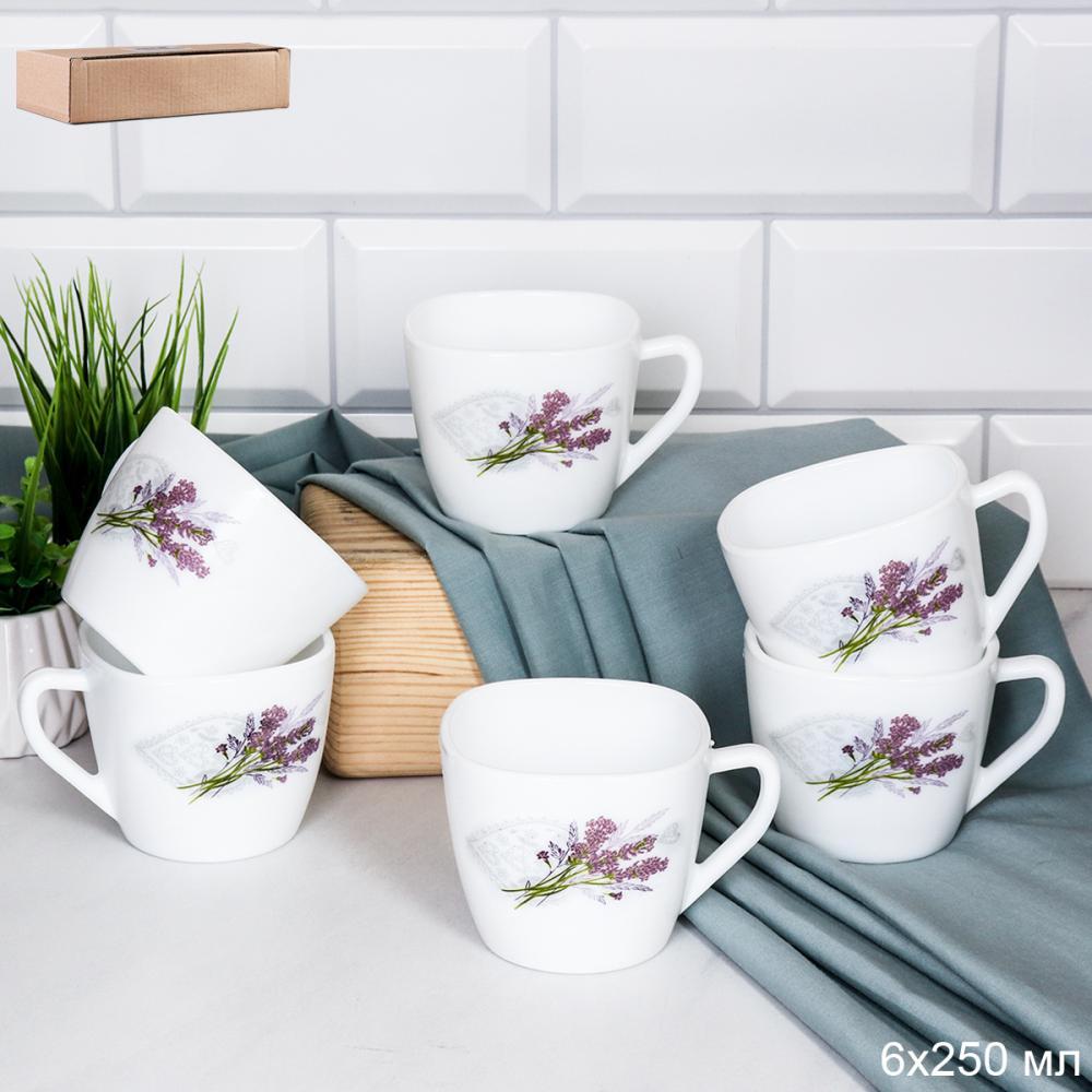 Кружка 6 штук 250 мл квадратная форма/ FXB220 (7131) /уп 12/ Лаванда/739964