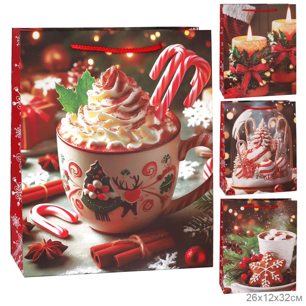 Пакет подарочный 26x32x12см Новый год / 5580L /уп 12/384/210г