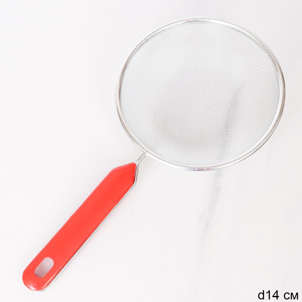 Сито с ручкой 14 см металл / H-14 /уп 500 /ручка пластик/*