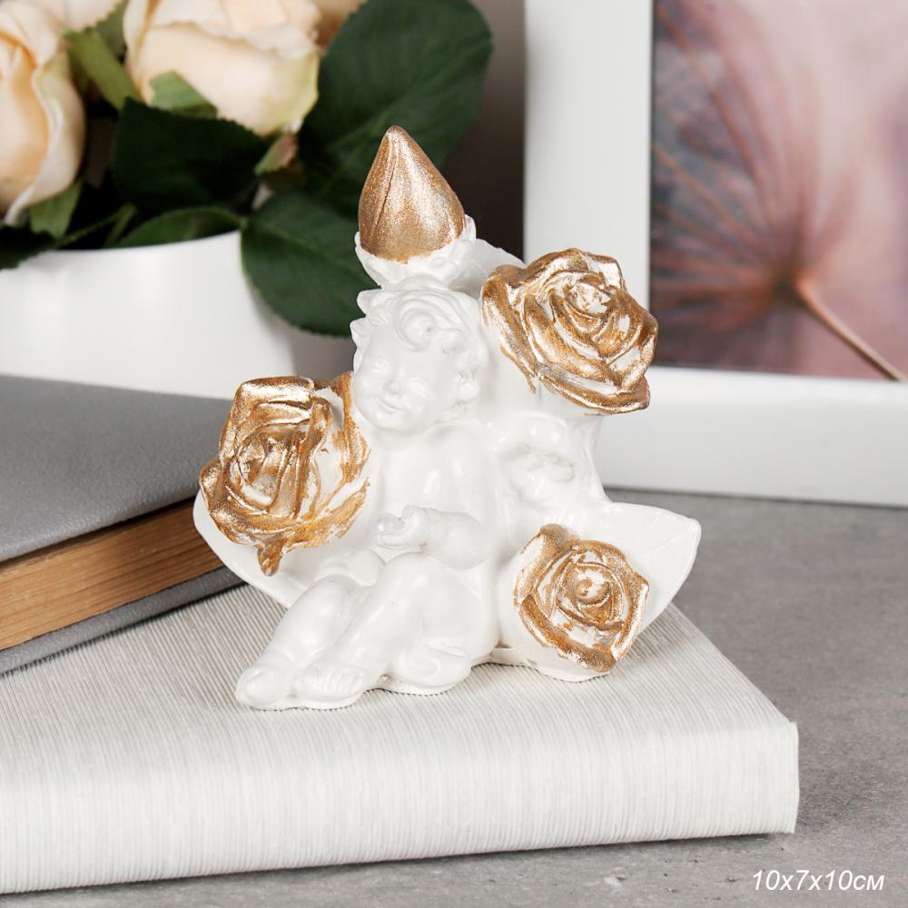 Фигурка Ангел мини В РОЗАХ белый/золото/АКЦИЯ
