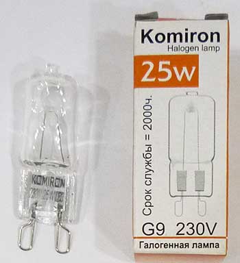 Галогенная лампа G9 230V 25W CLEAR (уп.100/1000)