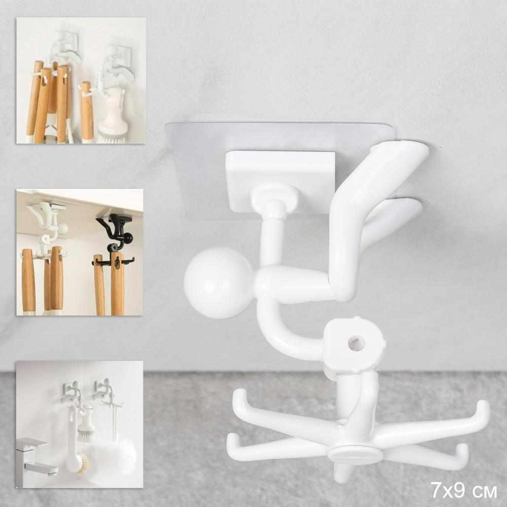 Крючок настенный самоклеящийся Человечек универсальный / K-709 /уп 200/ белый