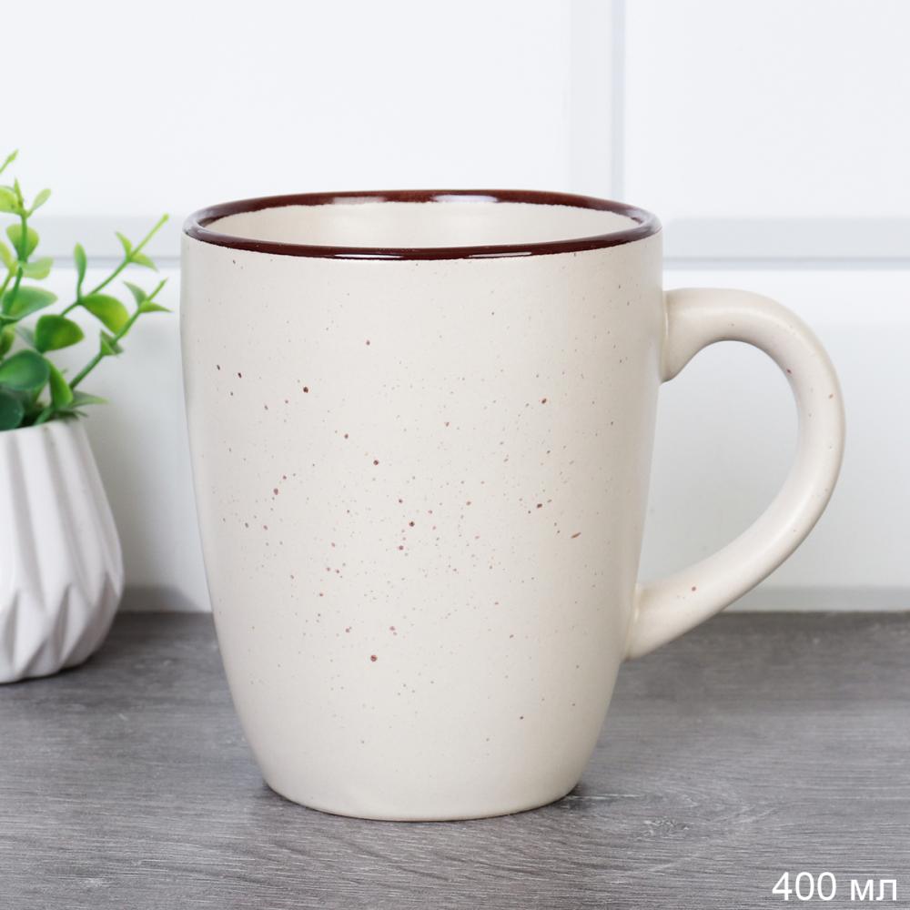 Кружка 400 мл Ручная работа Точки шоколад / 1500 /уп 48/