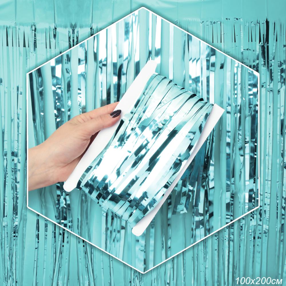 Дождь занавес 100x200 см серо голубой / NGA-17 /уп 10/300/для фотозоны на клейкой ленте