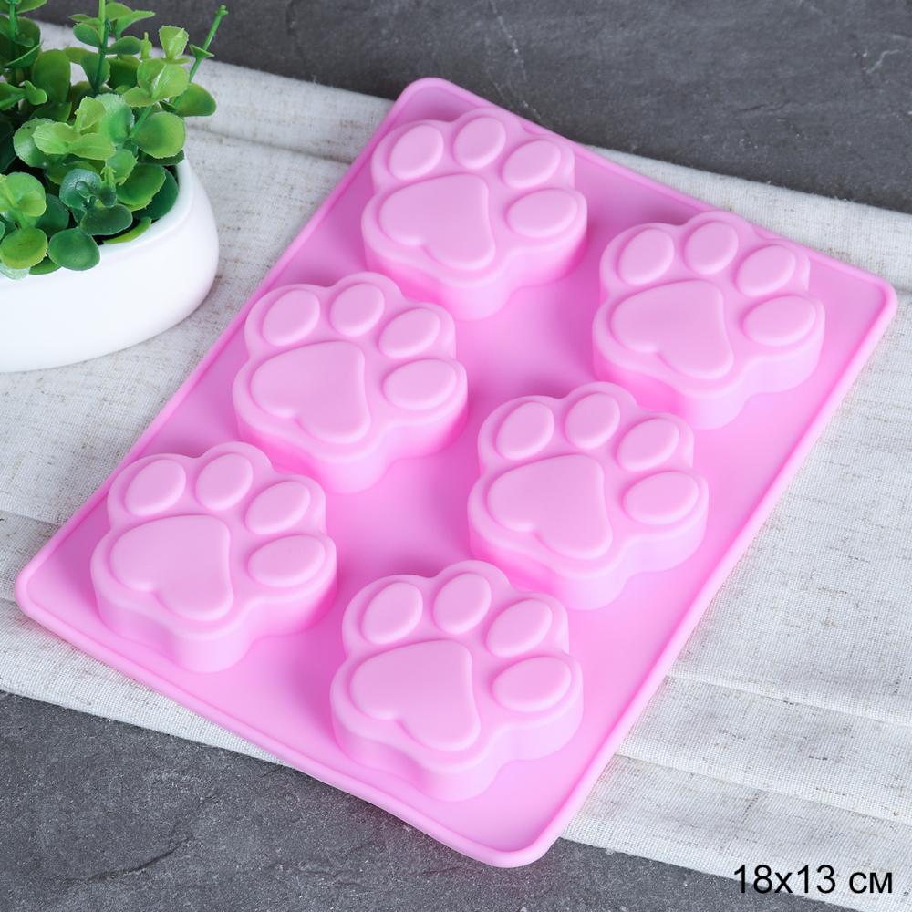 Форма для конфет мармелада и льда 6 ячеек силиконовая Лапки / R-101 /уп 120/ 18,5*14*1,5 см