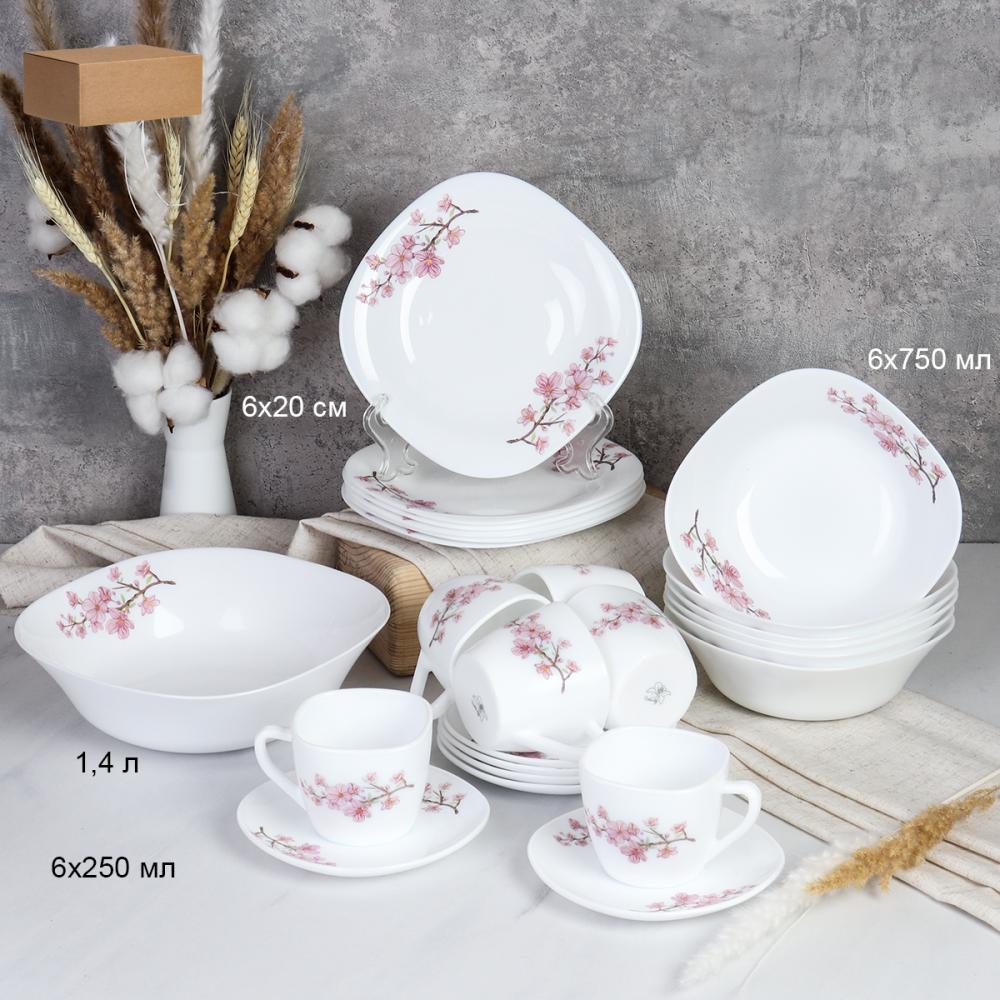 Столовый набор 25 предметов квадратный / GRAY Sq25/87595220 (7196) /уп 2/ Сакура