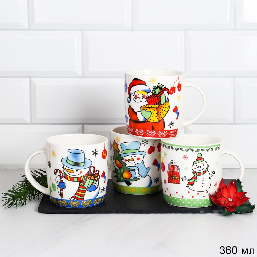 Кружка новогодняя 360 мл / Q447 /уп 72/ (Снеговик синий)